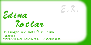 edina kotlar business card